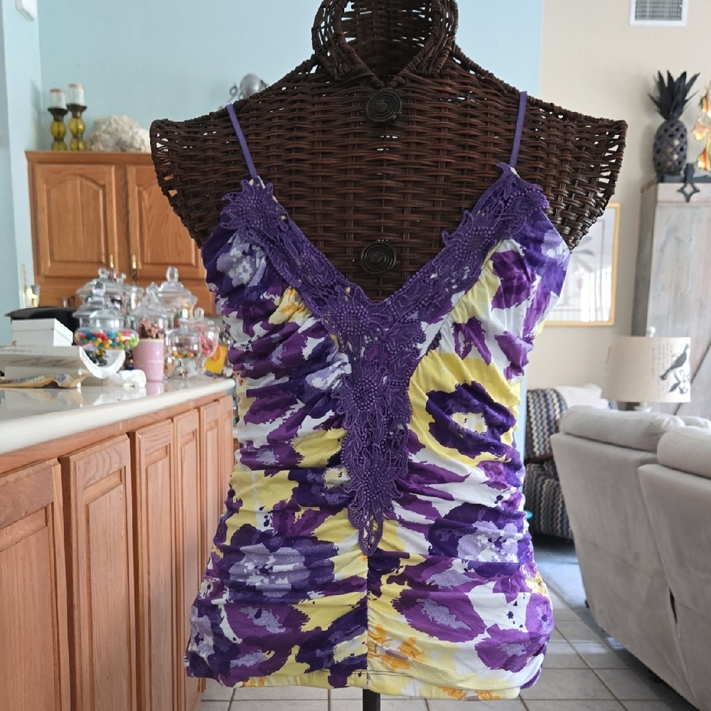 Ava & Grace Purple and Cream Camisole
